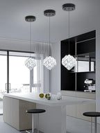 1-Light Modern Black Pendant Light Fixtures for Kitchen Island Small Hanging Crystal Chandelier for Bedroom Entryway Living Room Foyer Hallway LED Dimmable Chandeliers for Dining Room