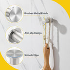 SAYAYO Brushed Nickel Towel Hook for Bathrooms, Heavy Duty Wall Hooks for Hanging, Modern Coat Hooks SUS 304 Stainless Steel Robe Hook 4 Pcs