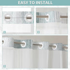 Muuyi Teal Watercolor Floral Shower Curtain,No Hook Shower Curtain,Polyester Shower Curtains with Snap in Fabric,Sheer Top Window for Bathroom Decor,Waterproof & Washable,72W x 75L Inch