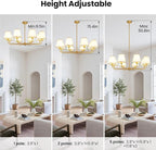 KAISITE Modern Gold Chandelier 8-Light Farmhouse Chandelier for Dining Room Industrial Dining Kitchen Light Fixture Over Table Ceiling Chandelier for Bedroom Living Room Foyer Entryway
