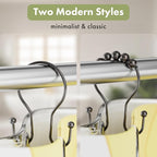 AmazerBath Shower Curtain Hooks, Shower Curtain Rings, Metal Bronze Shower Curtain Hooks Rust Proof, Smooth Glide Double Shower Hooks for Shower Curtain, Shower Rod Hooks 12Pcs