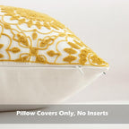 HWY 50 Yellow Decorative Throw Pillow Covers 18x18 Inch (1 Piece), Embroidered Cotton Farmhouse Cushion Cover Pillow Case for Sofa Couch Living Room Bed, Little Sunflower
