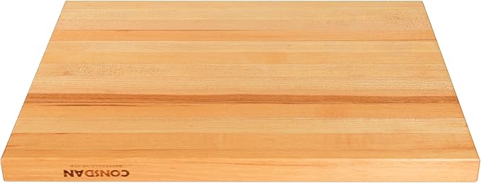 CONSDAN Wood Cutting Board for Kitchen, 16 x 12, USA Grown Solid Hickory Hardwood, Edge Grain, Chopping Board, Butcher Block with Juice Groove, Prefinished with Food-Safe Oil, 1" Thick