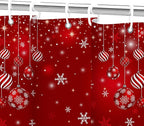 Red Christmas Shower Curtain Set, Merry Christmas Ball Winter Snowflakes Glitter Sparkle Shower Curtain for Bathroom Xmas Holiday Decor, Durable Fabric Machine Washable with Hooks, 72 x 72 Inches