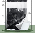 Manhattan Brooklyn Bridge New York Building Night Scenery Shower Curtain with Snap in Fabric Liner Set, Detachable Liner, See Through Mesh Top Window, Waterproof Washable 72" W x 74" H