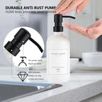Thick Glass Soap Dispenser - Kitchen Dish Hand Soap Dispenser Set,Rustproof Pump Soap Lotion Dispenser Bathroom with Tray,14 Stickers for Kitchen Decor White Bottle/Black Pump