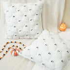 GEEORY Halloween Ghost Soft Plush Pillow Covers, 16 x 16 Inch Set of 2, Fluffy Faux Fur Wool Decorative Farmhouse Cushion Case for Sofa Home Decoration White GC026-16