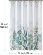 90 Inch Fabric Shower Curtain, Extra Long Sage Green Plant Botanical Eucalyptus Leaves Print Shower Curtains for Bathroom, 72" W x 90" H