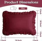 KKJIAF Ruffle Pillow Cases King Size Set of 2, Ruffled Pillow Covers with Envelope Closure, Wrinkle Resistant Ruffled Pillow Shams 20" x 36", Burgundy