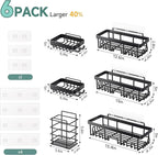 Veken Rustproof Shower Caddy 6-Pack, No Drilling & Waterproof Adhesive Shower Shelves Rack with Soap Holder, Large Capacity Bathroom Organizers and Storage, Wall-Mounted Kitchen & Home Decor