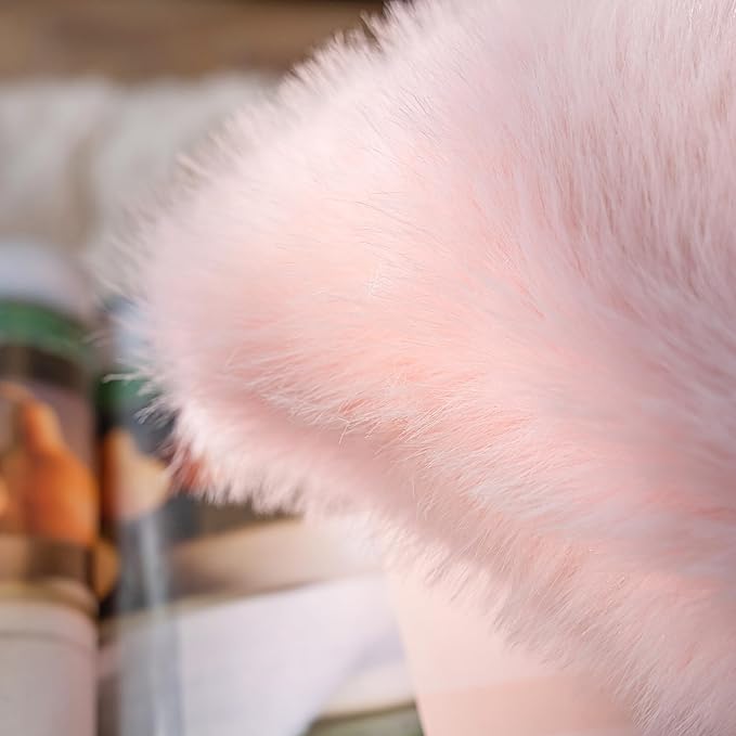 Neelvin Pink Faux Fur Cozy Fluffy Double-Sided Decorative Throw Pillow Covers 24x24 inch Set of 2,Velvet Pillowcase Cushion Case for Sofa Couch