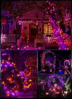 Battery Operated Halloween Indoor String Lights, 8 ft 20 LED Orange and Purple Mini Tree Lights with Timer, Indoor Outdoor Patio Garland Window Decor for Party Christmas Halloween Decorations