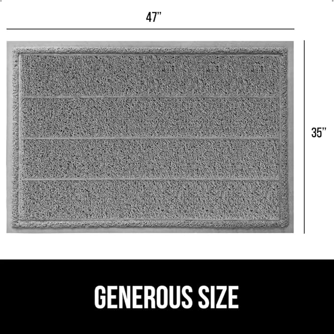 GORILLA GRIP Dirt Grabber Mesh Doormat, Low-Profile, Stain and Fade Resistant Heavy Duty Quick Dry Striped Doormats, Mats for Indoor or Outdoor Entry, Shoe Scraper, Garage Entrance Mat 47x35, Gray