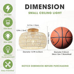 Boho Ceiling Light Fixtures Cream White Rattan Chandelier Light Small Rattan Flush Mount Ceiling Light Hand-Woven Chandelier for Nursery Light Fixture Kitchen Farmhouse Bedroom Chandeliers