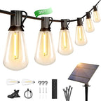 OHLUX 35FT Solar Globe String Lights Outdoor, Waterproof Solar Patio Lights with Remote, 17 Shatterproof ST38 LED Filament Bulbs, 2200K Soft White, Dimmable Edison Hanging Lights for Gazebo, Deck