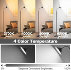 76" LED Floor Lamp, 18W/1800LM Super Bright Reading Standing Lamp,Stepless Dimmable&Adjustable Color Temperature 2700K-6500K w/Remote& Touch Control Lamps for Living Room Bedroom Office Black