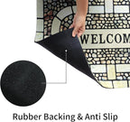 Door Mat Welcome Mat, Heavy Duty Door Mat 17.7 x 29.5 Inch Front Rug Doormat for Outdoor Entrance Home Non-Slip Rubber Rug for Front Door, Outside, Entryway, Patio (Yellow Welcome)