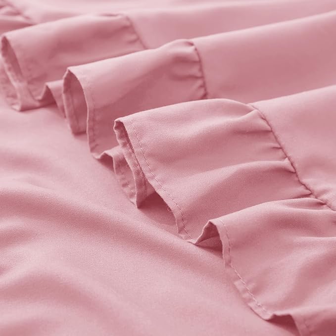 KKJIAF Ruffle Pillow Cases 24x24 Inches, Light Pink Square Ruffled Pillow Covers Set of 2, Microfiber Wrinkle Resistant Pillow Shams with Envelope Closure for Sofa Bed Living Room
