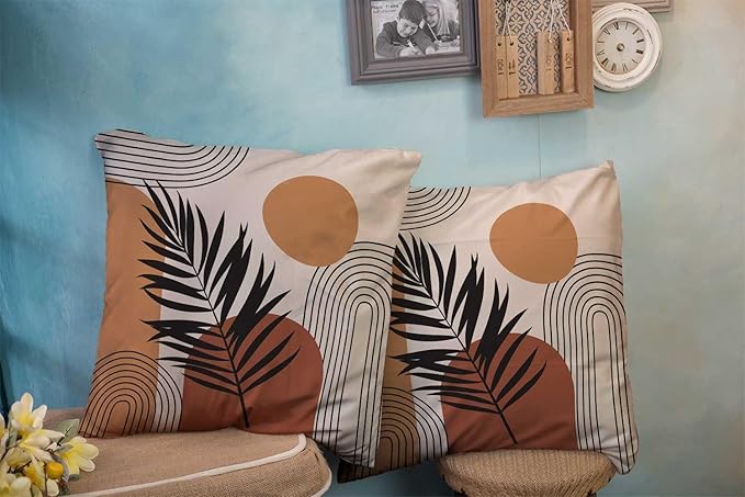 CAPSCEOLL Boho Abstract Throw Pillow Covers 16X16 Set of 2,Modern Abstract Art Organic Pillow Cases Cushion Covers for Living Room Bedroom Decorative Throw Pillowcases for Sofa Couch Chair