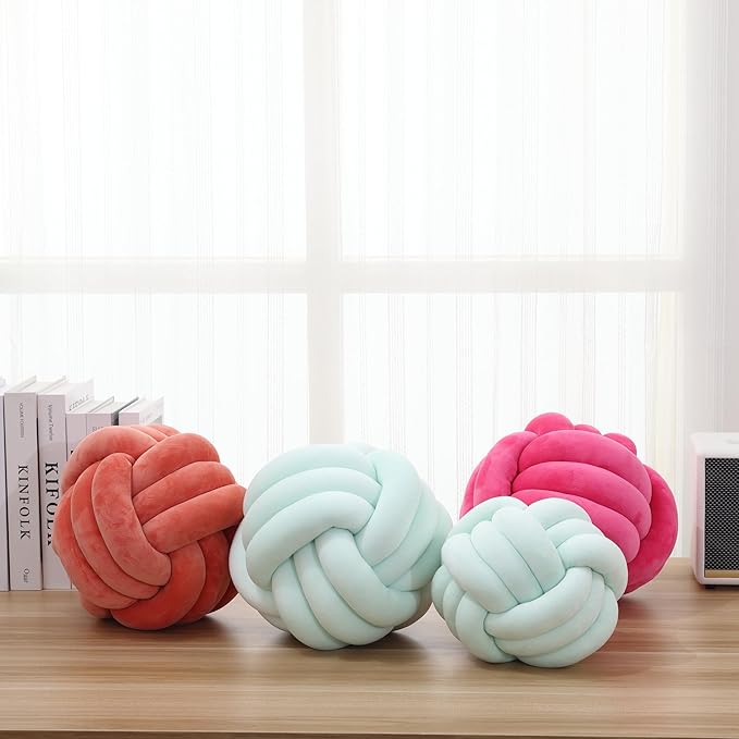 Petrella Knot Pillow Ball Round Throw Pillows Home Decor Cushion Decorative Aesthetic Throw Pillows，Light Green 8inch
