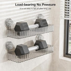 Shower Caddy Suction Cup Bathroom Shower Organizer for Bathroom Storage Home Decor & Kitchen No Drilling Large Capacity Removable and Reusable Shower Shelves for Inside. (clear, square)