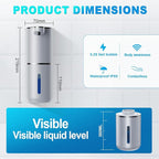 Automatic Foaming Soap Dispenser, 12.8oz/380ml Wall Mount Touchless Soap Dispenser with Sensor, 4-Level Adjustable, IPX5 Waterproof, USB Rechargeable for Bathroom, Kitchen