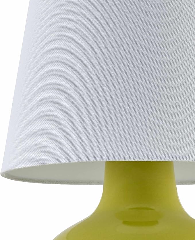 BoutiqueRugs Navarro Boho Ceramic Bedside Table Lamp for Bedroom Nightstand and Living Room - Shade Cotton - Light Green, Sage - 13" H