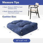 Outdoor Chair Cushions Set of 2, Patio Chair Cushions with Ties, 17x17+4” Tufted Outdoor Seat Cushions, Waterproof Patio Furniture Cushions, Outdoor Dining Chair Pads, Navy
