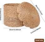 Vintage Woven Storage Basket with Scalloped Lid - Handwoven Water Hyacinth Laundry Hamper for Clothes, Blankets, Toys Organizing - Natural Wicker Basket with Lid (Small Round)