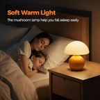 NIORSUN Mushroom Lamp Table Lamp for Bedroom, Portables Cordless Table Lamp,Wireless lamp,Small Bedside Table Touch Lamps for Living Room,Mini Mushroom 5200mAh Battery Operated Lamp Modern Orange