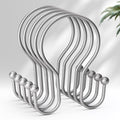 AmazerBath Silver Shower Curtain Hooks, Shower Curtain Rings, Simple Double Shower Curtain Hooks Rust Proof, Metal Smooth Glide Shower Hooks for Shower Curtain Rod, 12 Pcs Shower Rod Hooks