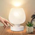 Bedside Table Lamp - Touch Small Lamp for Bedroom Nightstand, 3-Way Dimmable, White Opal Glass Shade, Warm LED Bulb Included