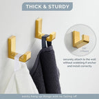 Angle Simple Towel Hook Brushed Gold 2 Pack, 304 Stainless Steel Robe Hook for Bathroom
