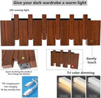 Wall Mounted Piano Key Hanger | Flip Style Hook | Entrance Wall Art Hook, Made of Oak Wood (3 Times Painted, 4 Times Polished) (LED Walnut, 4Hooks)