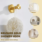 APLusee Brushed Gold Towel Hook for Bathroom, 304 Stainless Steel Round Towel Hanger, Heavy Duty Wall Hook for Kitchen Garage Wall Mounted
