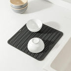 Silicone Dish Drying Mat for Multiple Usage,Easy clean,Eco-friendly,Heat-resistant Silicone Mat for Kitchen Counter or Sink,Refrigerator or Drawer liner Black M 12 inches x 12 inches
