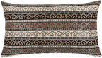 Kilim Throw Pillow Covers Khaki and Black - 14 x 24 Inches Decorative Lumbar Pillows, Retro Room Decor for Couch, Bohemian Outdoor Case for Farmhouse, Indian Cushions, Tribal Pattern
