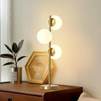Mid Century Modern Table Lamp White Glass Shade Nightstand Light for Bedroom Offices 3 Globe Table lamp Gold LED lamp