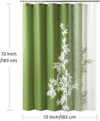 Fabric Shower Curtain, Green Plant Shower Curtains for Bathroom, Waterproof Bathroom Curtains, 72" W x 72" H