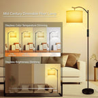 BoostArea Floor Lamp for Living Room,Arc Floor Lamp with Remote Control,Stepless Dimmable Brightness & Colors Temperature 2700k-6500k,Modern Standing Lamp for Bedroom Study Room Office,Beige