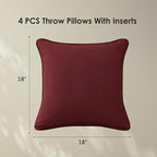 Sunbrella Decorative Outdoor Water Repellent Throw Pillows with Inserts, Set of 4, 18" x18" Pillows for Patio, Backyard, Bed, Couch, and Patio Furniture, Spectrum Ruby