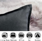 Jeanerlor Cotton Linen Soft Soild Decorative Square Throw Pillow Covers Set Cushion Case for Sofa Bedroom Car24 x 24 Inch 60 x 60cm, Pack of 2, Dark Grey