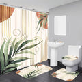 Boho Sage Green Shower Curtain Sets with Rugs 70.8Wx70.8L, Bathroom Set Bohemian with Non-Slip Rug, Toilet Lid Cover, U-Shaped Mat, Greenery Shower Curtain Boho Bathroom Shower Curtain Set