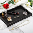 Brown Marble Tray,Pure Natural Vanity Tray,Marble Tray for Kitchen Counter Non-Ceramic/Non-Resin,Stone Trays 12 x 8 inch