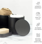 ZCCZ Black Matte Bathroom Accessories Set 6 Pieces - Toothbrush Holder, Lotion Dispenser, Qtip Container, Vanity Tray, Tumbler - Countertop Organizer for Bathrooms - Elegant and Functional Décor Set