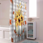 Fall Pumpkins Leaves Shower Curtain, Thanksgiving Shower Curtains Set with Hooks, Rustic Farmhouse Gray Buffalo Plaid Waterproof Fabric Bathroom Decor Home Accessories,72X 96 Inch Extra Long
