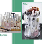 360 Rotating Makeup Organizer,DIY Adjustable Spinning Holder,Foldable Cosmetic Storage Display box,Large Capacity Make up Caddy Shelf,Fits Countertop Vanity and Bathroom (CLEAR)