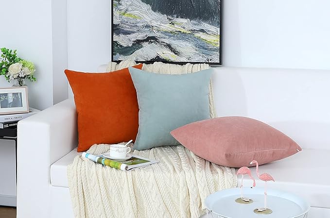 Jeneoo Seafoam Green Decorative Throw Pillow Covers Soft Chenille Comfy Solid Couch Cushion Case Decor (Set of 1, 24 x 24 Inches)