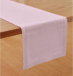 Solino Home Linen Table Runner 90 Inches Long - 100% Pure Linen Bubblegum Pink Table Runner 14 x 90 Inch for Halloween - Milan Hemstitch