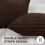 Simmore Decorative Throw Pillow Covers 22x22 Set of 2, Soft Natural Plush Flannel Double-Sided Fluffy Couch Pillow Covers for Sofa Living Room, Brown